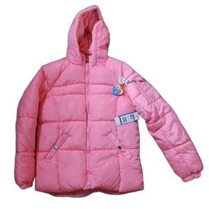 Limited Too Girls Puffer Coat – Size 14/16, Pink Hooded Jacket, NWT